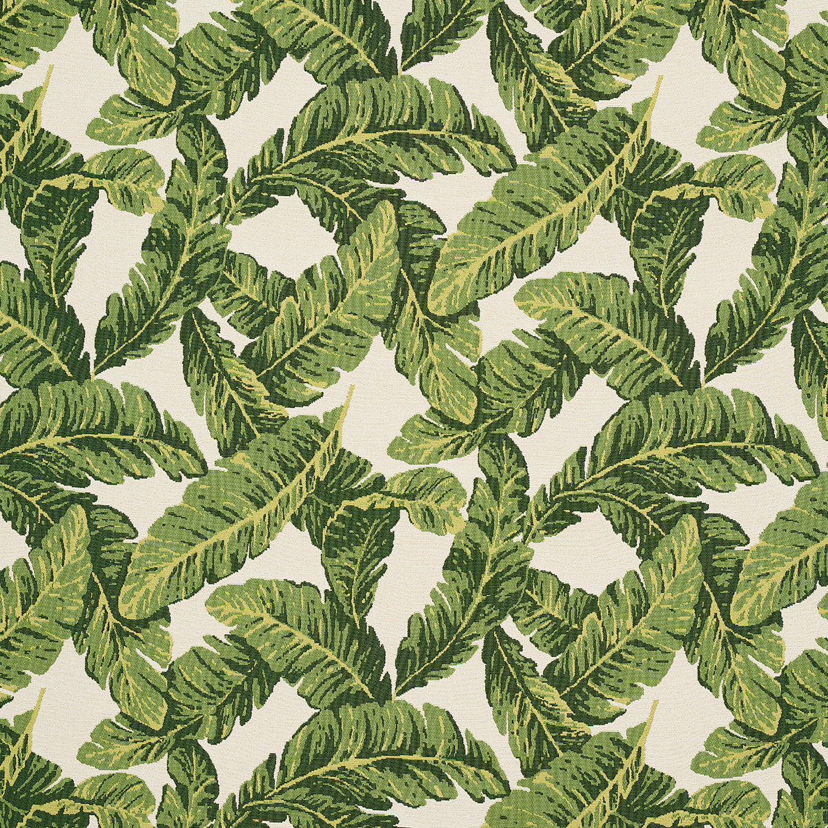 Schumacher Tropical Leaf Indoor/Outdoor Green Fabric - Eade's Wallpaper