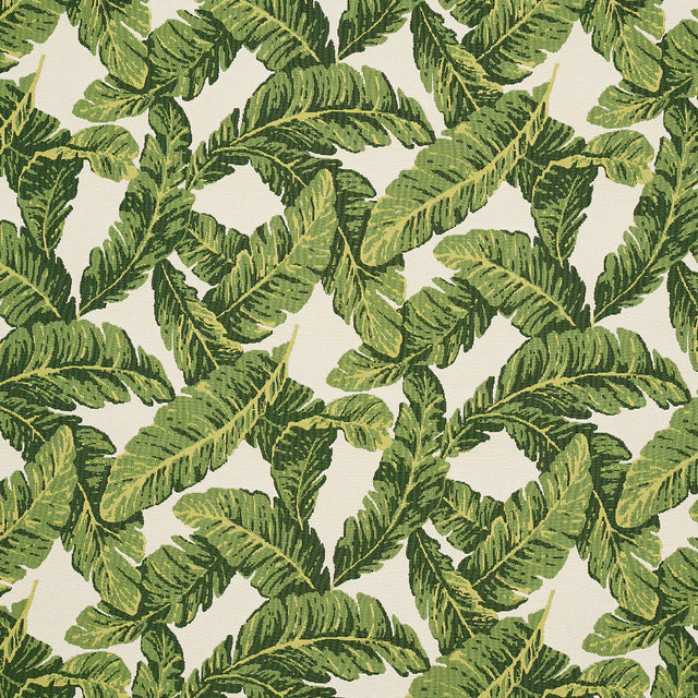 Schumacher Tropical Leaf Indoor/Outdoor Green Fabric - Eade's Wallpaper