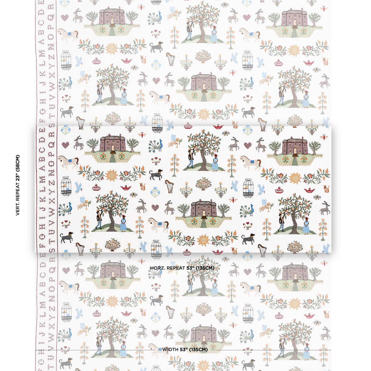 Schumacher Merrifield Sampler Document Fabric - Eade's Wallpaper