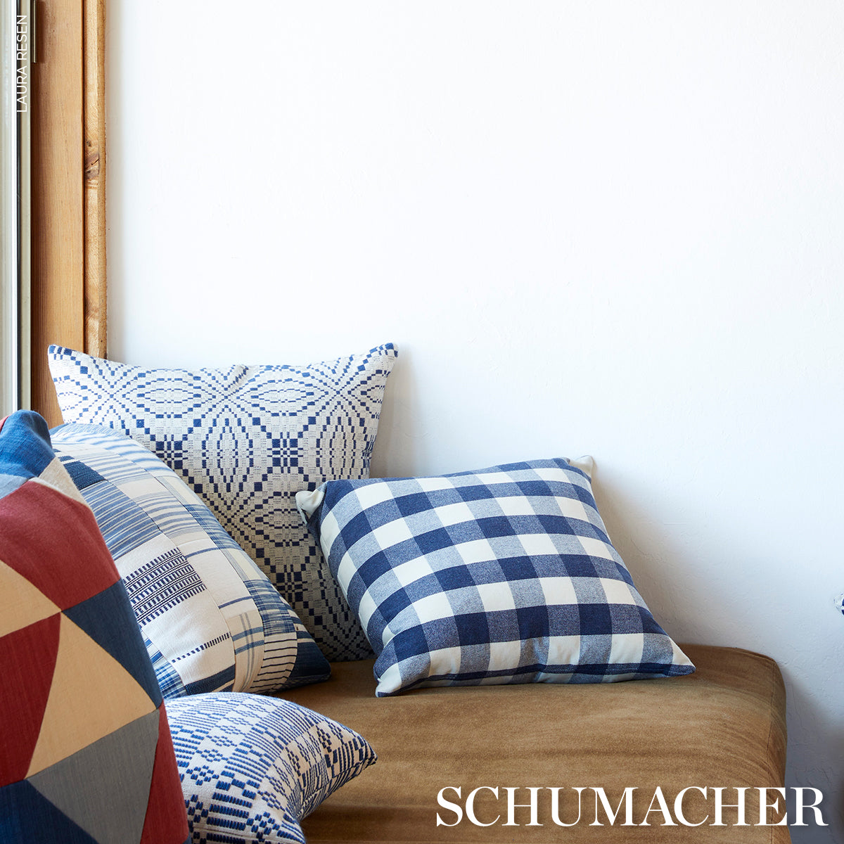 Schumacher Francestown Coverlet Navy Fabric