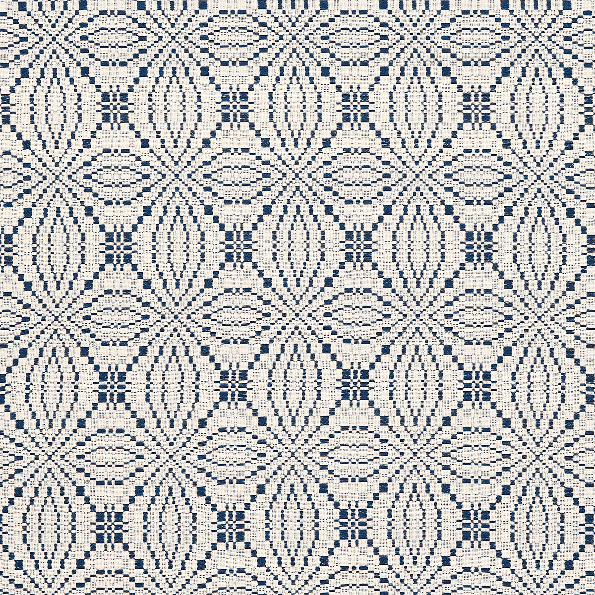 Schumacher Francestown Coverlet Navy Fabric