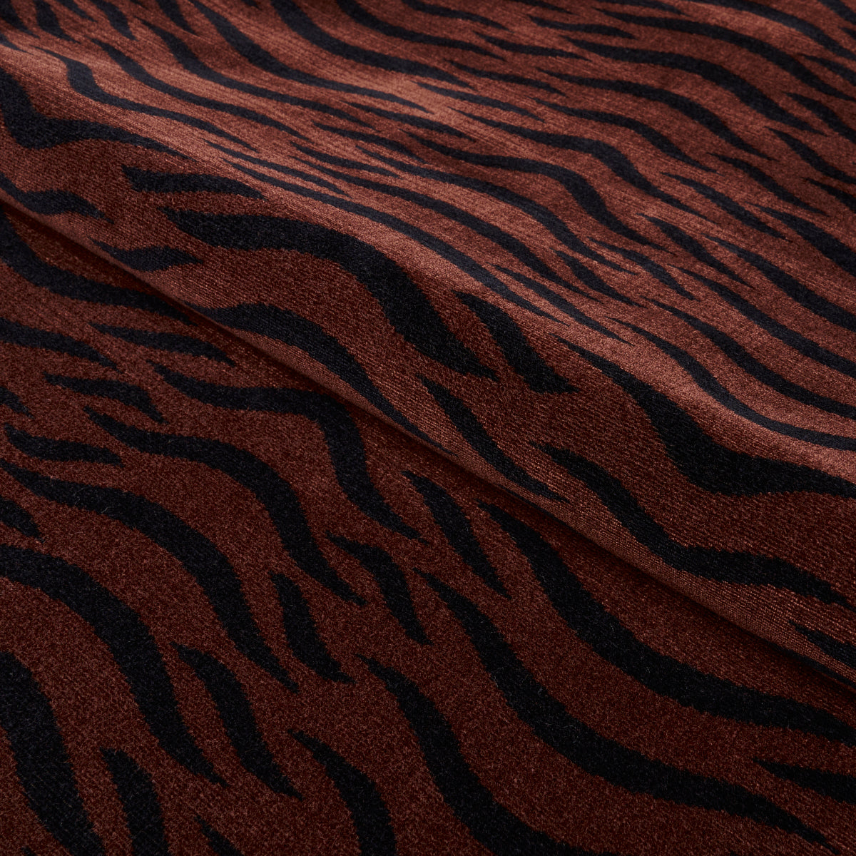 Schumacher Sabi Tiger Velvet Java Fabric - Eade's Wallpaper