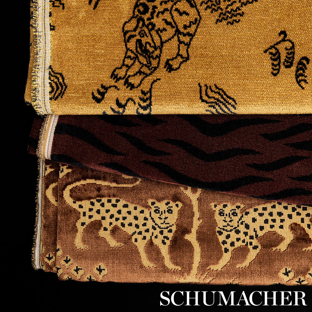 Schumacher Sabi Tiger Velvet Java Fabric - Eade's Wallpaper