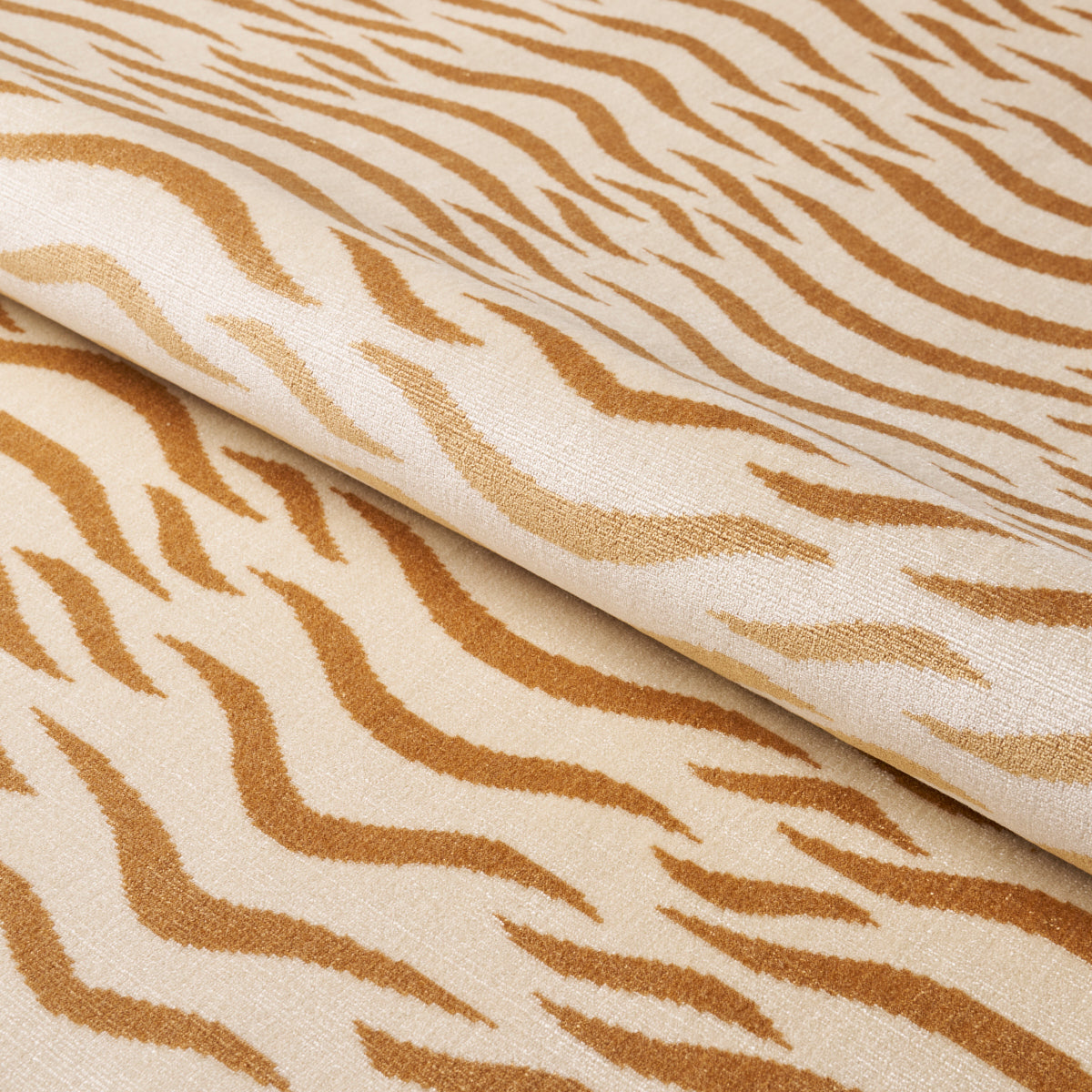 Schumacher Sabi Tiger Velvet Camel Fabric - Eade's Wallpaper