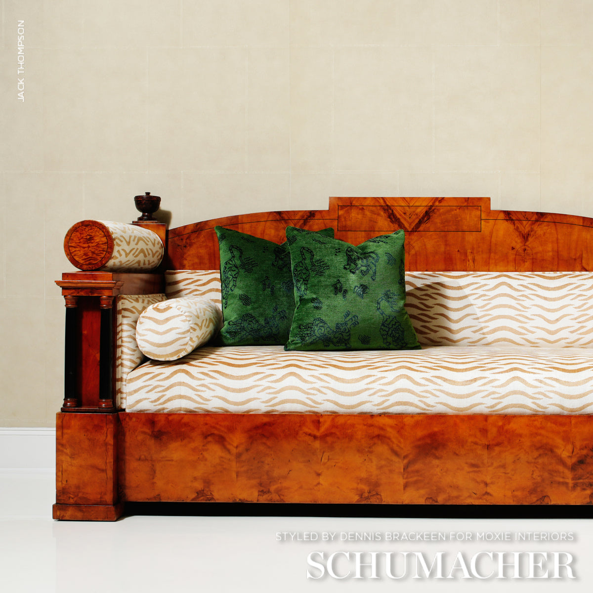 Schumacher Sabi Tiger Velvet Camel Fabric - Eade's Wallpaper
