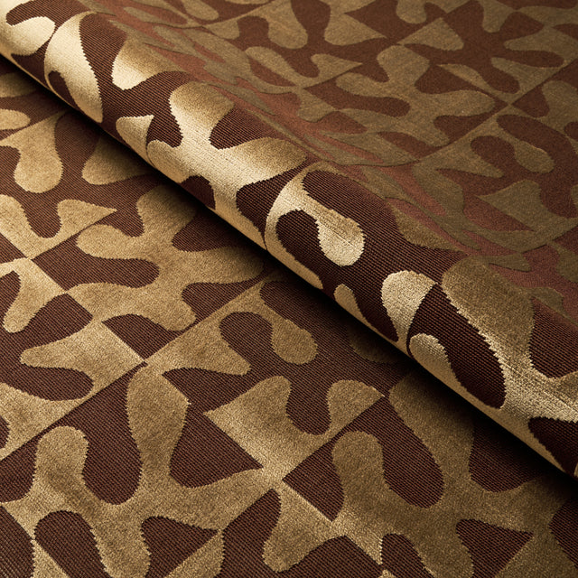 Schumacher Modern Dance Velvet Gold Fabric - Eade's Wallpaper