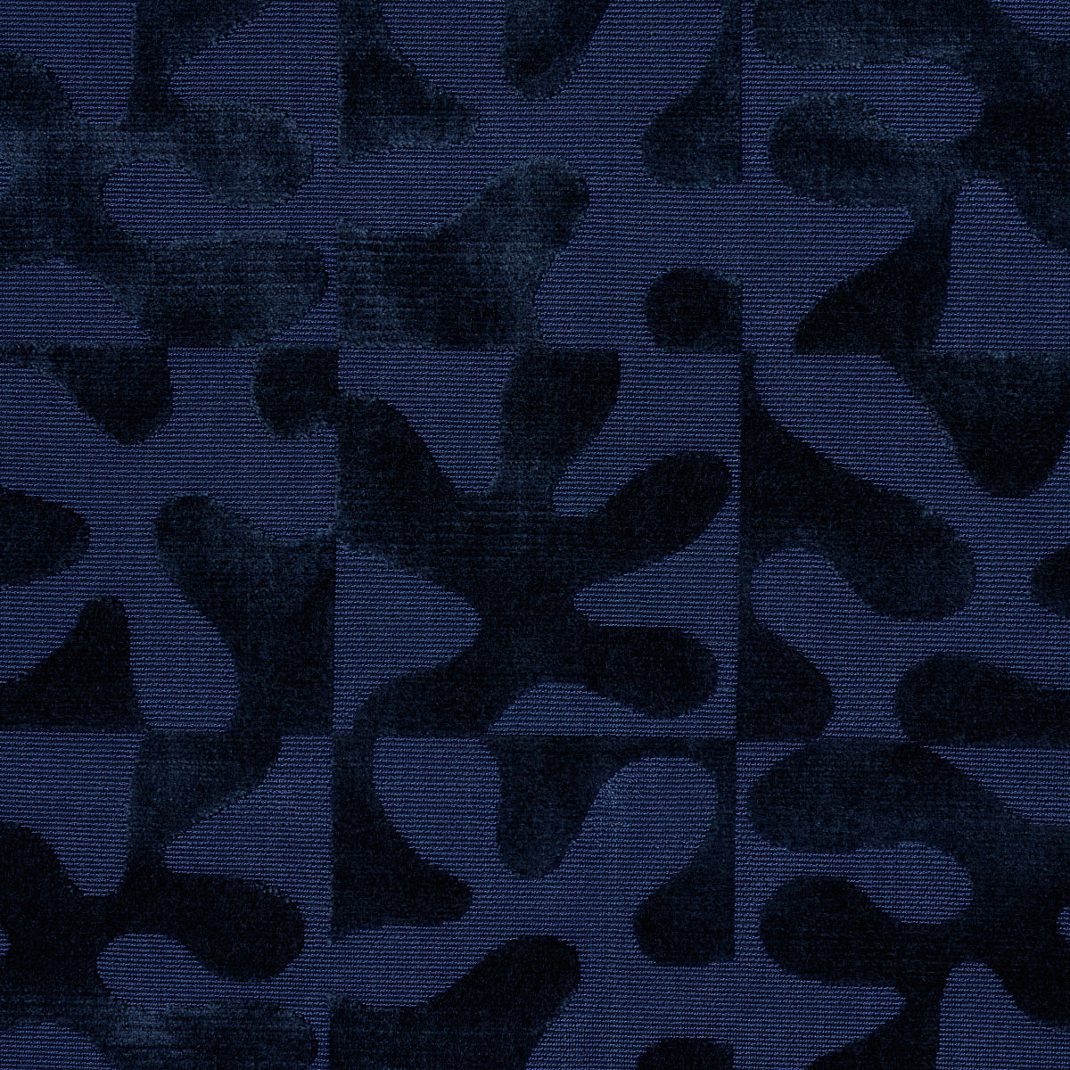 Schumacher Modern Dance Velvet Midnight Blue Fabric - Eade's Wallpaper
