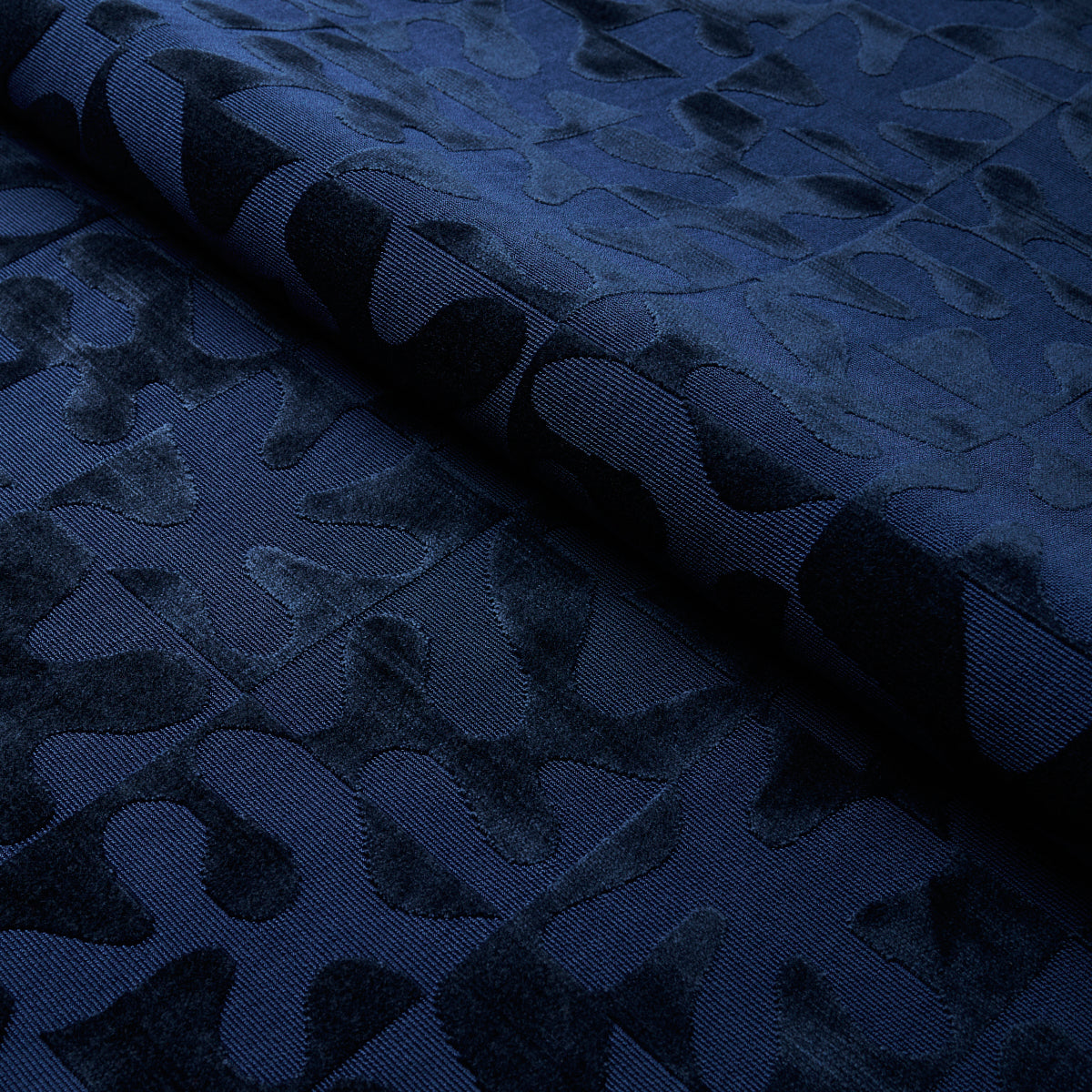 Schumacher Modern Dance Velvet Midnight Blue Fabric - Eade's Wallpaper