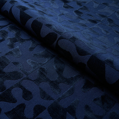 Schumacher Modern Dance Velvet Midnight Blue Fabric - Eade's Wallpaper