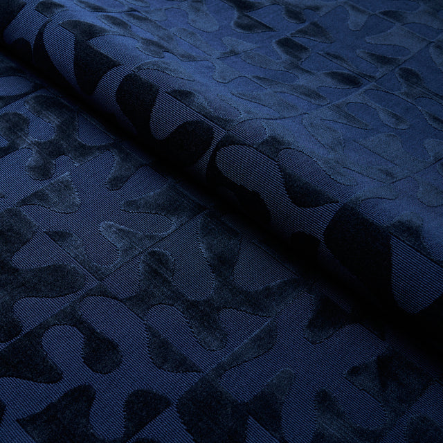 Schumacher Modern Dance Velvet Midnight Blue Fabric - Eade's Wallpaper