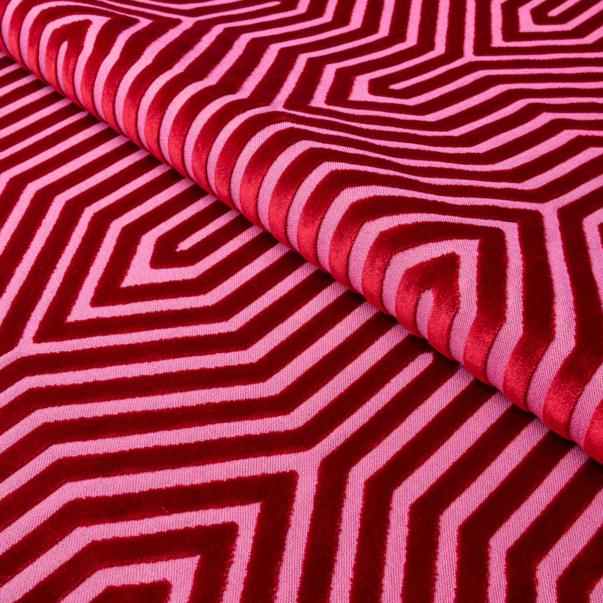 Schumacher Vanderbilt Velvet Fuchsia Fabric - Eade's Wallpaper