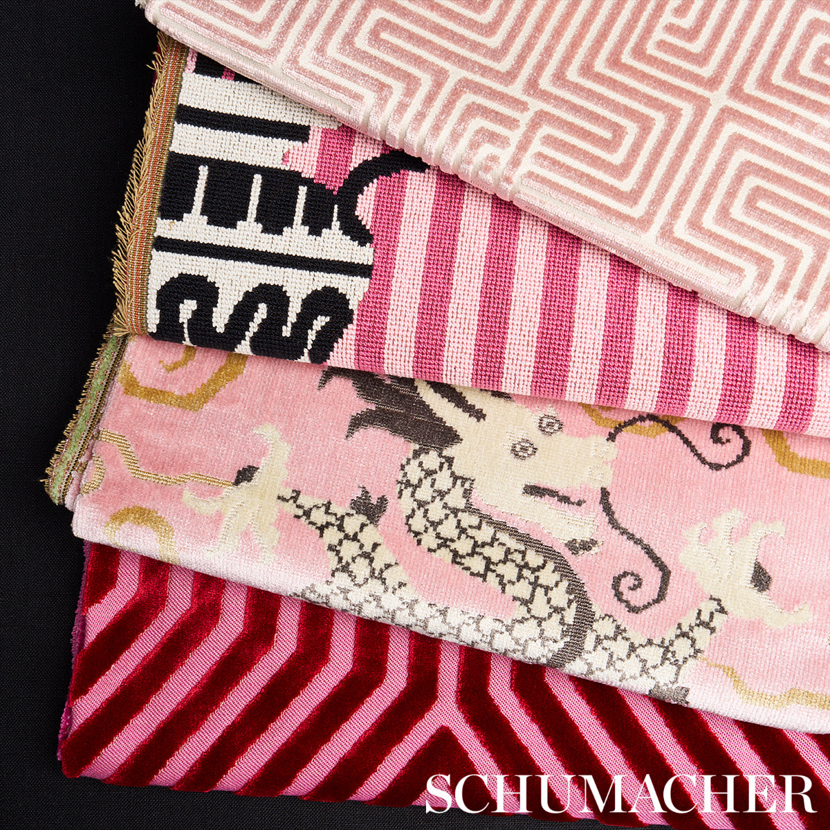 Schumacher Vanderbilt Velvet Fuchsia Fabric - Eade's Wallpaper