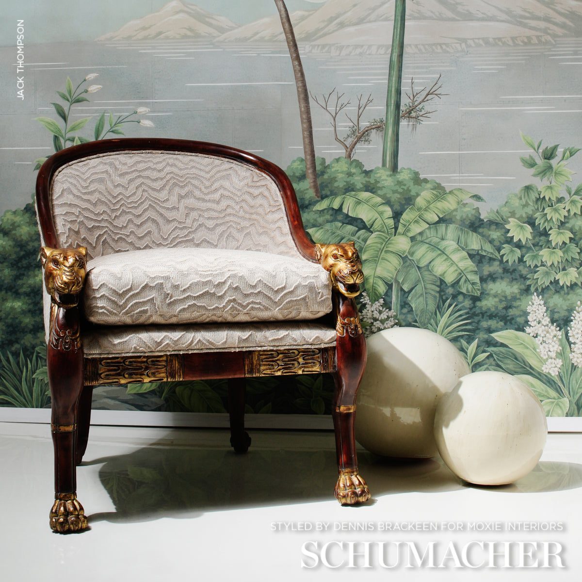Schumacher Zambezi Velvet Champagne Fabric - Eade's Wallpaper