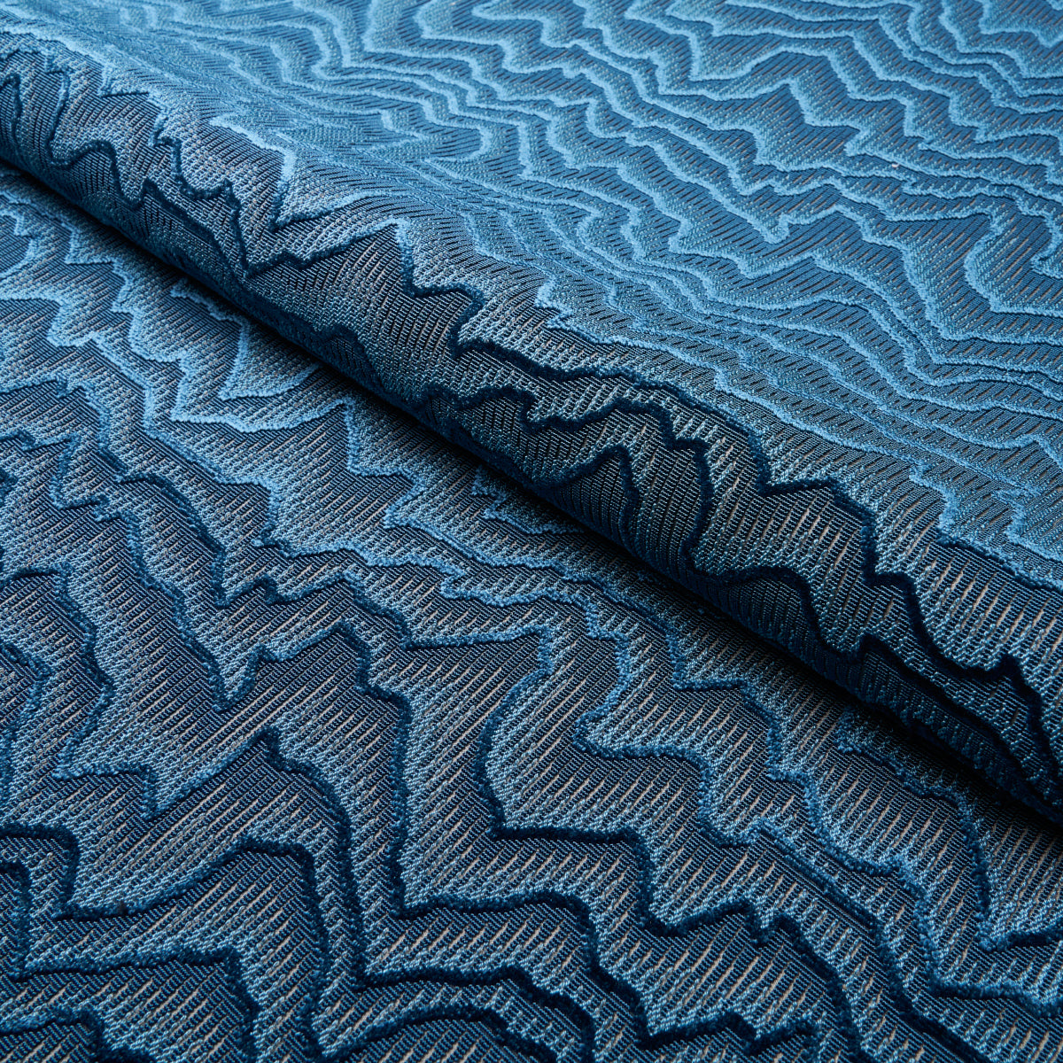 Schumacher Zambezi Velvet Slate Blue Fabric - Eade's Wallpaper