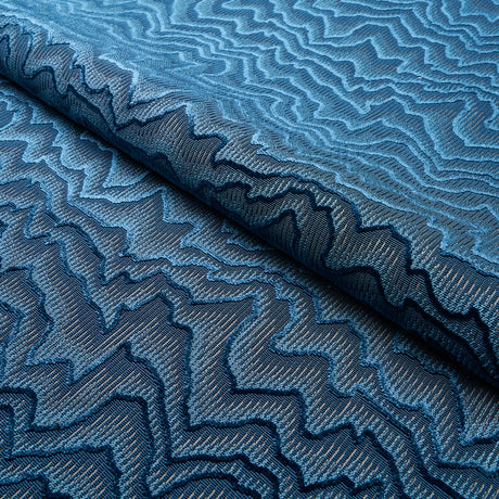 Schumacher Zambezi Velvet Slate Blue Fabric - Eade's Wallpaper
