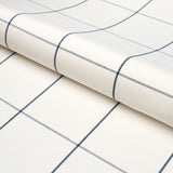 Schumacher Woodman Check Indigo Fabric - Eade's Wallpaper