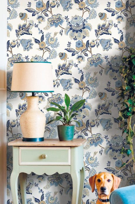 Galerie Blooming Garden Floral Blue Wallpaper 8303