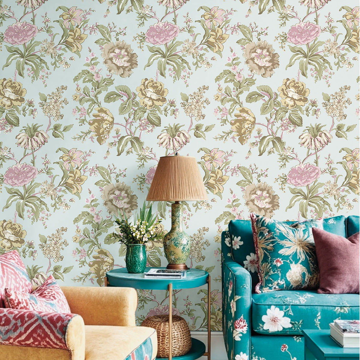 Galerie Blooming Garden Floral Blue Wallpaper 8307