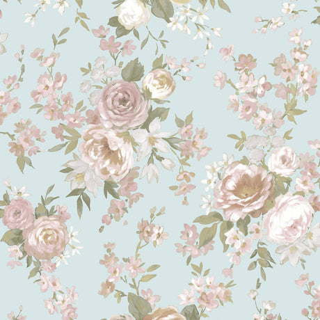 Galerie Blooming Garden Floral Blue Wallpaper 8311