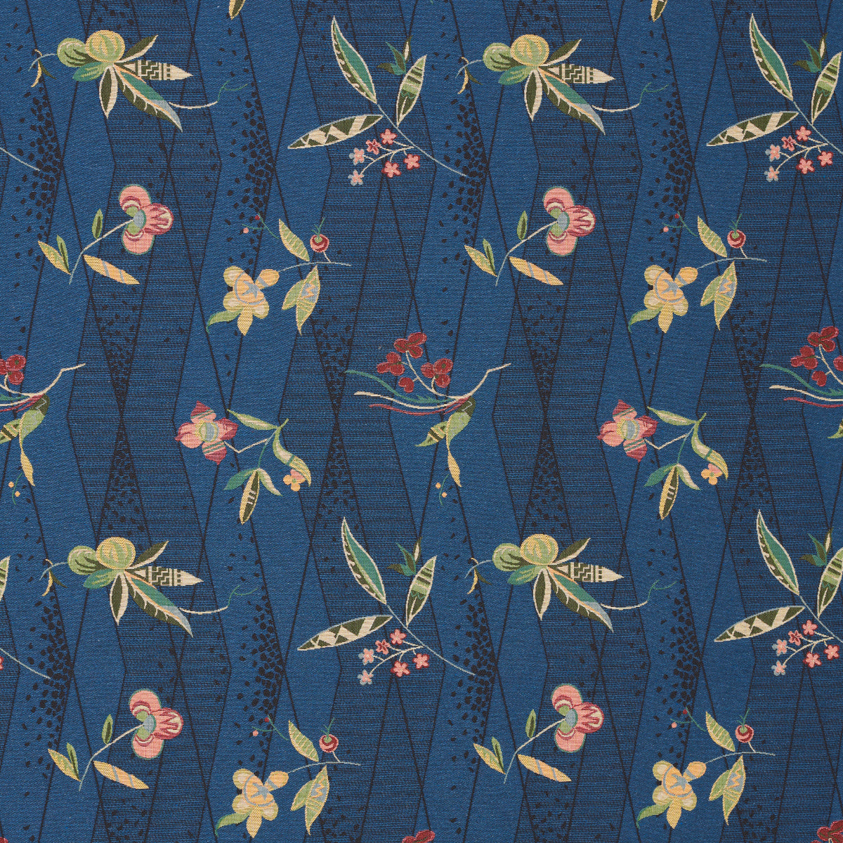 Schumacher Romola Floral Cadet Fabric - Eade's Wallpaper
