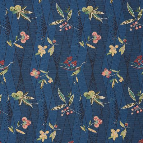 Schumacher Romola Floral Cadet Fabric - Eade's Wallpaper