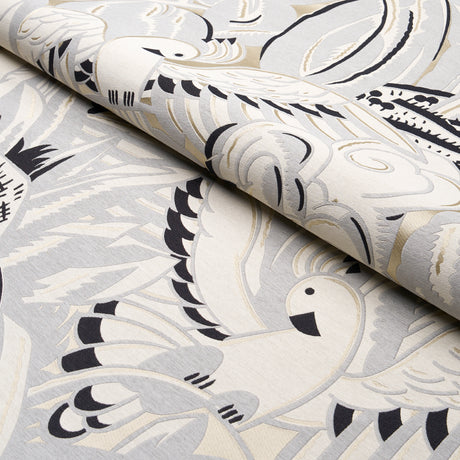 Schumacher Parrots Moderne Dove Fabric - Eade's Wallpaper