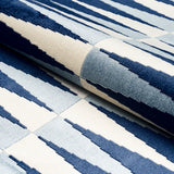 Schumacher Backgammon Cut Velvet Blue Fabric