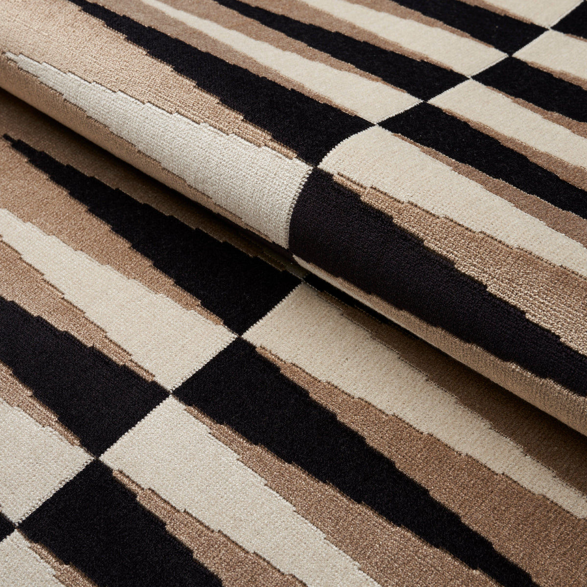 Schumacher Backgammon Cut Velvet Neutral Fabric