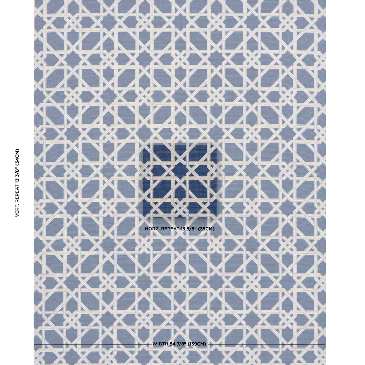 Schumacher Le Maroc Épinglé Blue Fabric - Eade's Wallpaper