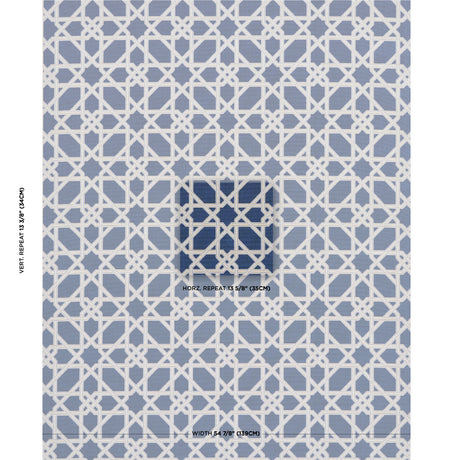Schumacher Le Maroc Épinglé Blue Fabric - Eade's Wallpaper