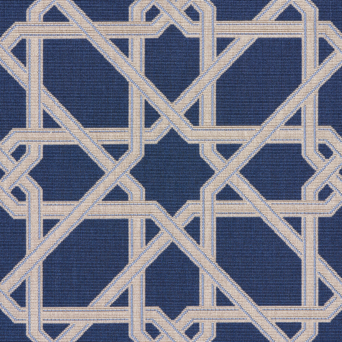 Schumacher Le Maroc Épinglé Blue Fabric - Eade's Wallpaper
