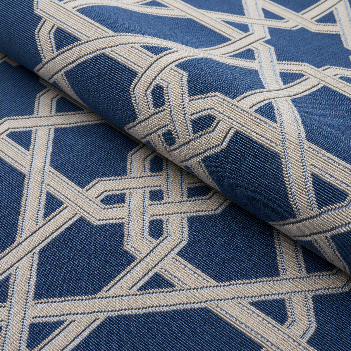 Schumacher Le Maroc Épinglé Blue Fabric - Eade's Wallpaper