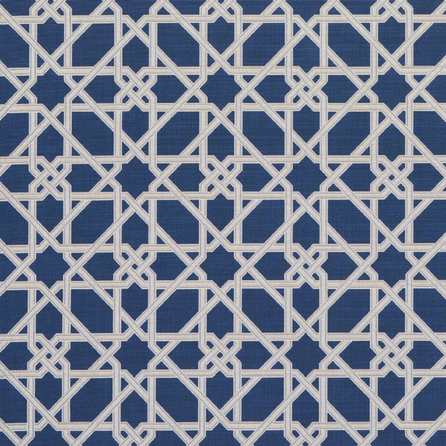 Schumacher Le Maroc Épinglé Blue Fabric - Eade's Wallpaper