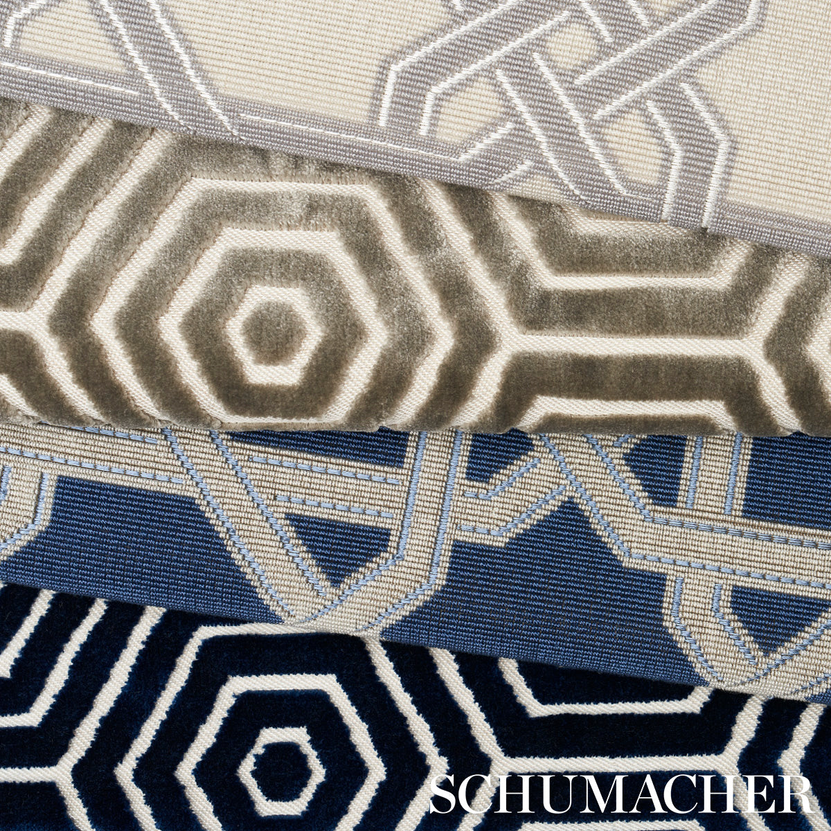 Schumacher Le Maroc Épinglé Dove Fabric - Eade's Wallpaper
