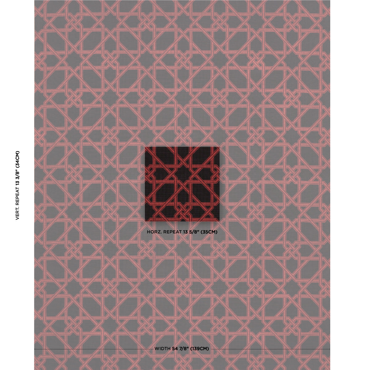 Schumacher Le Maroc Épinglé Black And Red Fabric - Eade's Wallpaper