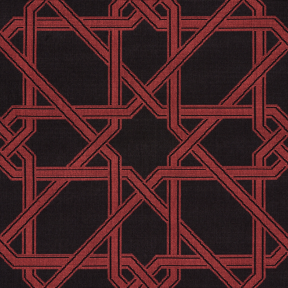 Schumacher Le Maroc Épinglé Black And Red Fabric - Eade's Wallpaper