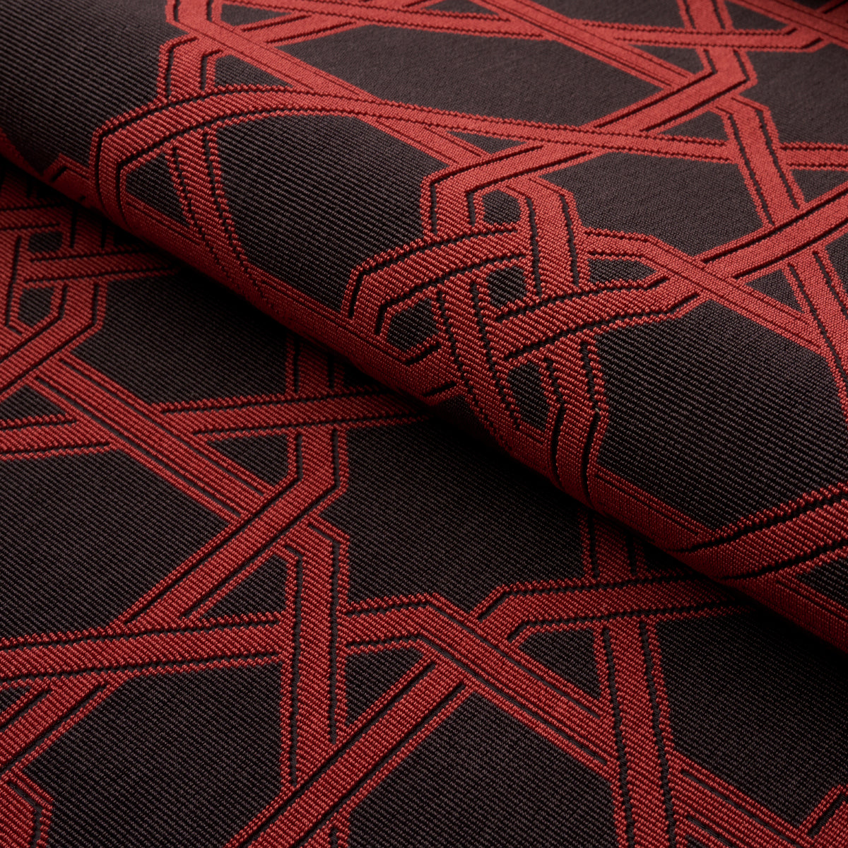 Schumacher Le Maroc Épinglé Black And Red Fabric - Eade's Wallpaper