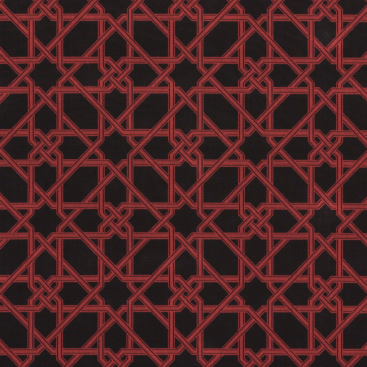 Schumacher Le Maroc Épinglé Black And Red Fabric - Eade's Wallpaper