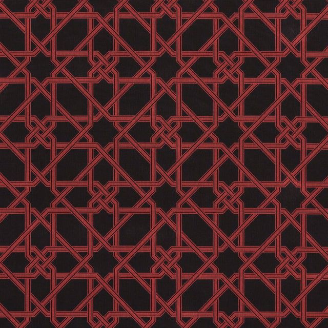 Schumacher Le Maroc Épinglé Black And Red Fabric - Eade's Wallpaper