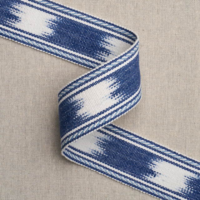 Schumacher 83240 BANYAN TAPE NARROW in BLUE Trim - PERENNIAL