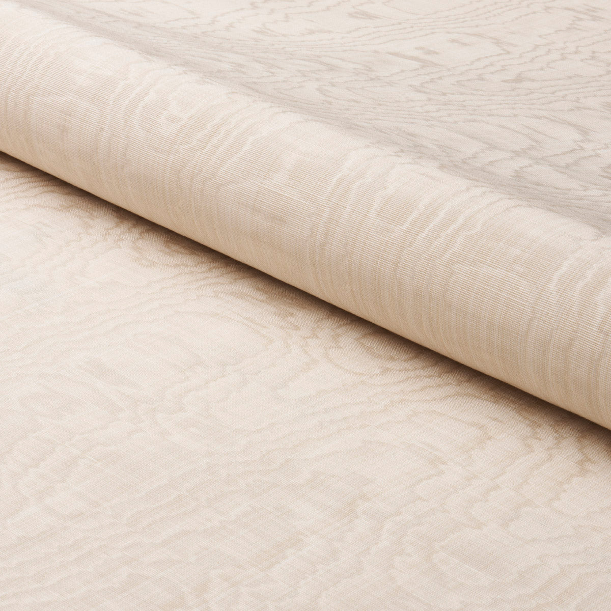 Schumacher Beau Cotton Linen Moiré Oyster Fabric