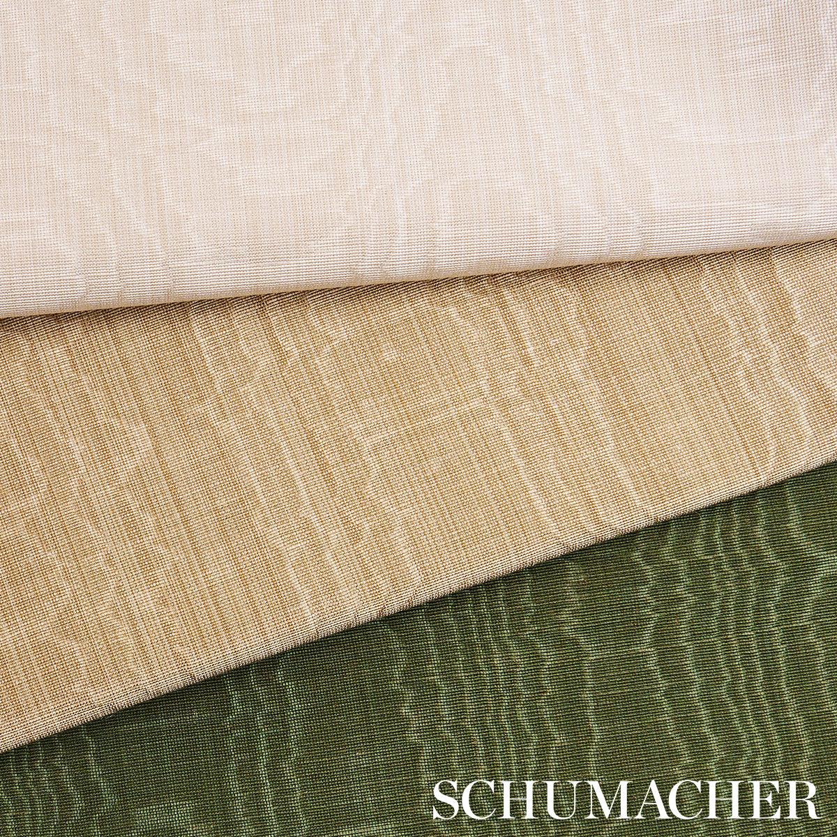 Schumacher Beau Cotton Linen Moiré Soft Gold Fabric
