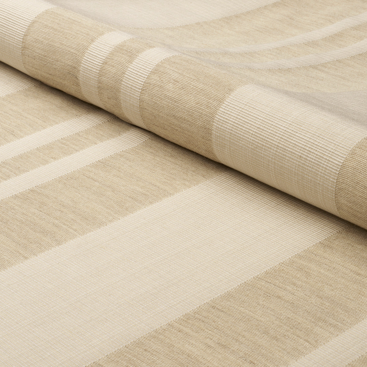 Schumacher Simon Wool Linen Stripe Natural Fabric - Eade's Wallpaper