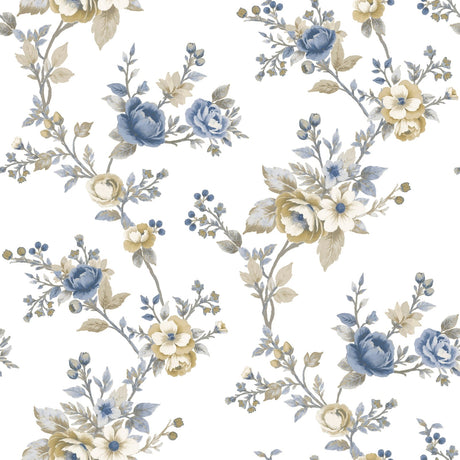 Galerie Blooming Garden Floral Blue Wallpaper 8327