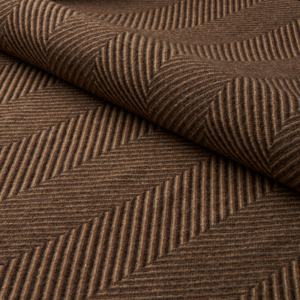 Schumacher Milo Wool Herringbone Espresso Fabric - Eade's Wallpaper
