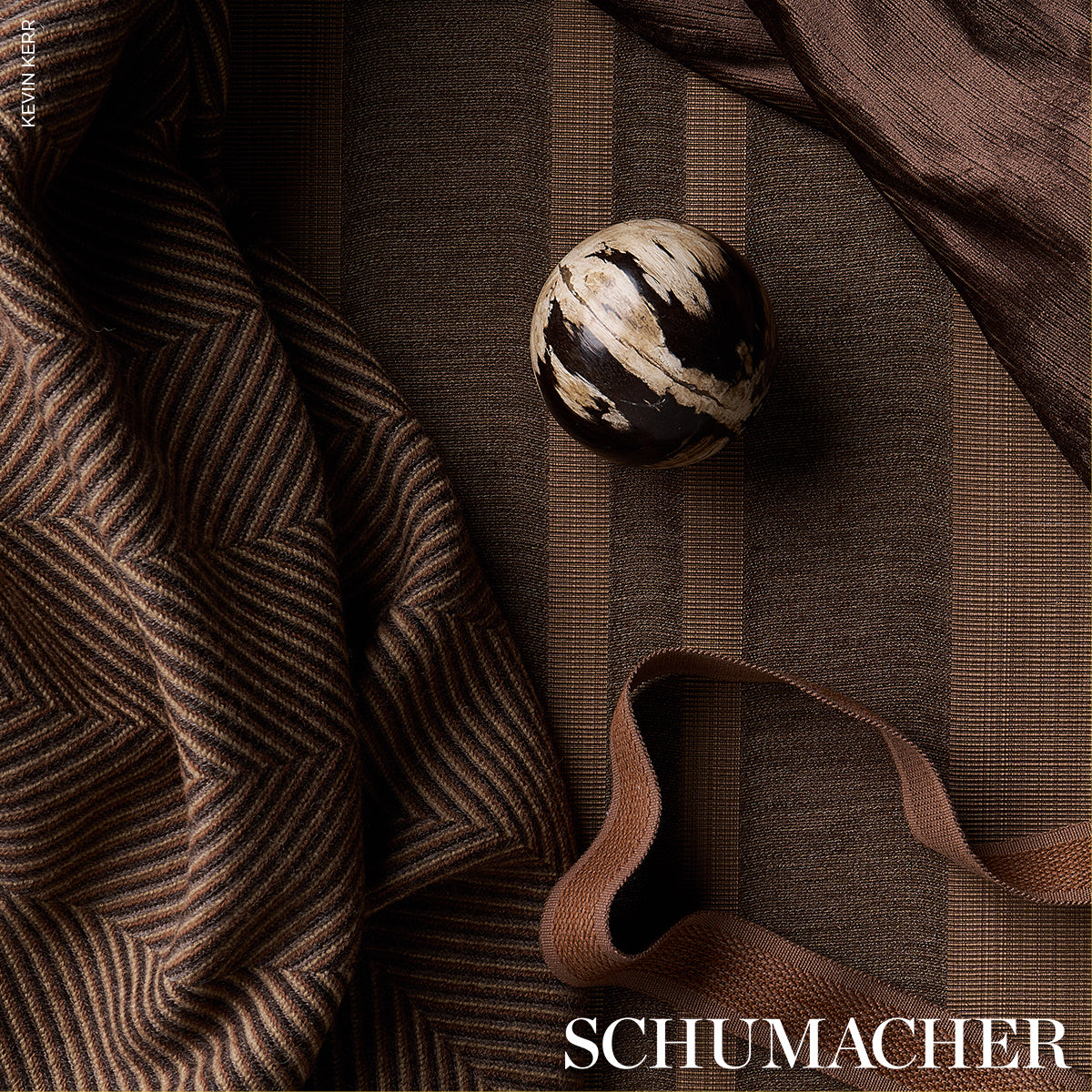 Schumacher Milo Wool Herringbone Espresso Fabric - Eade's Wallpaper