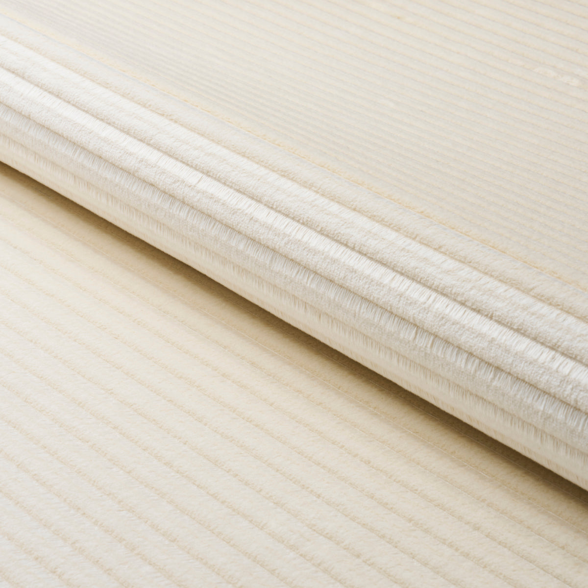 Schumacher Petite Channeled Velvet Ivory Fabric - Eade's Wallpaper