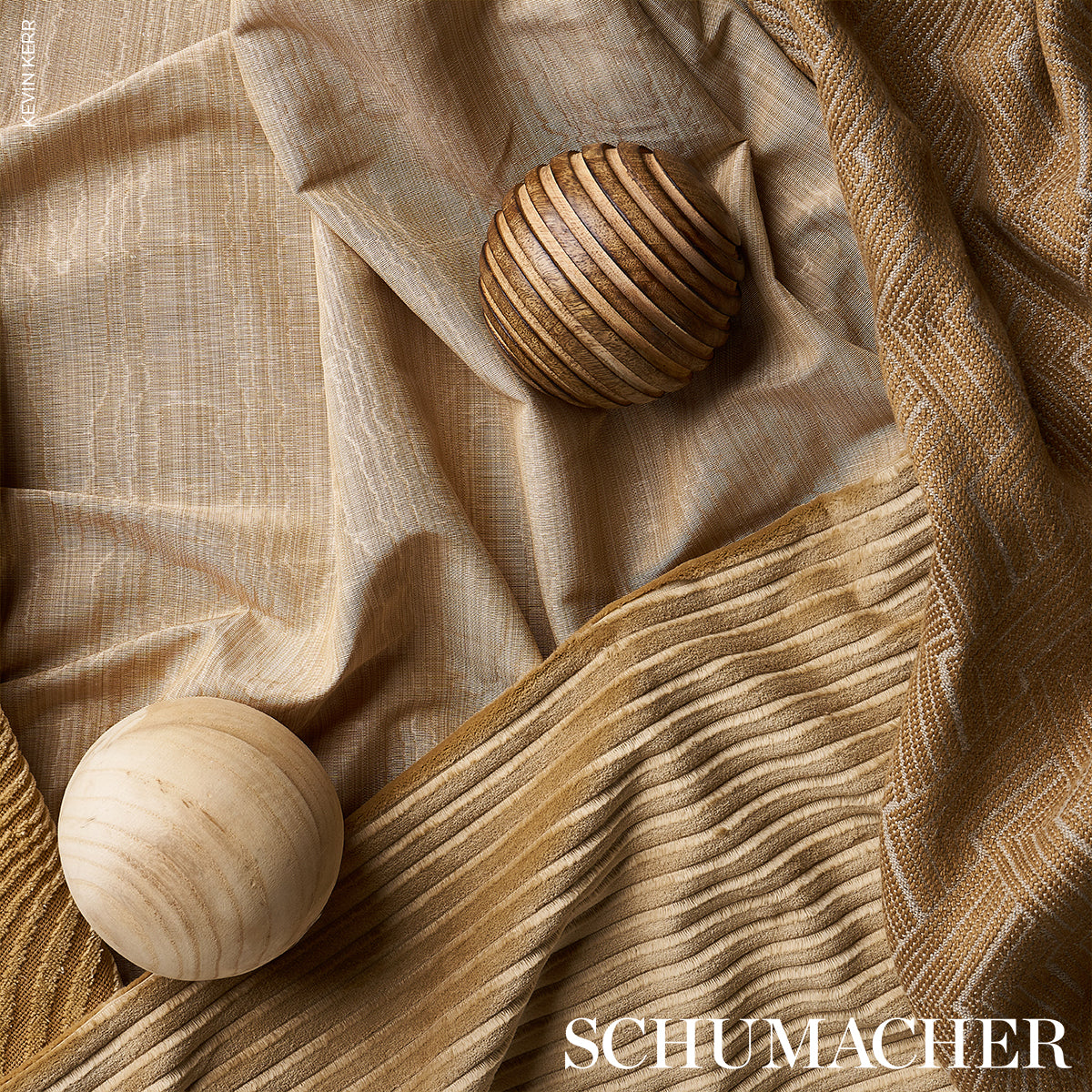 Schumacher Petite Channeled Velvet Camel Fabric - Eade's Wallpaper