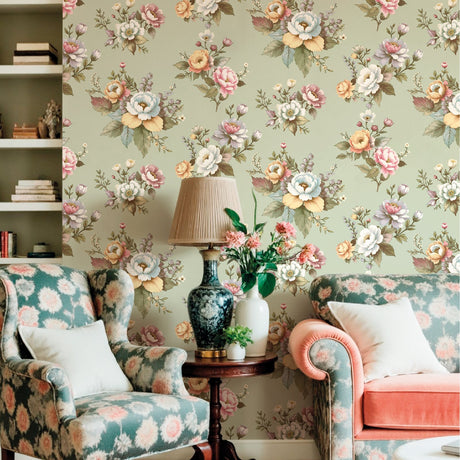 Galerie Blooming Garden Floral Green Wallpaper 8331