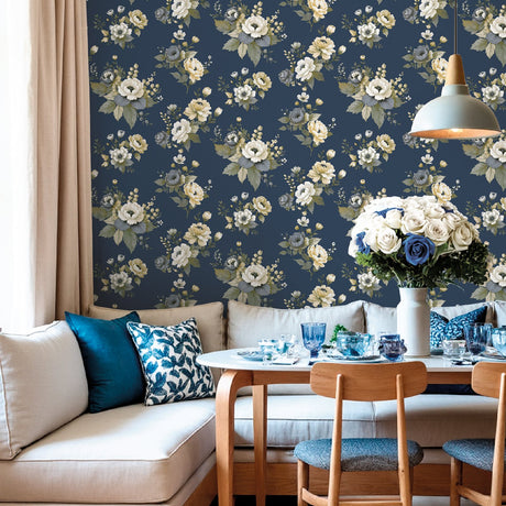 Galerie Blooming Garden Floral Blue Wallpaper 8332